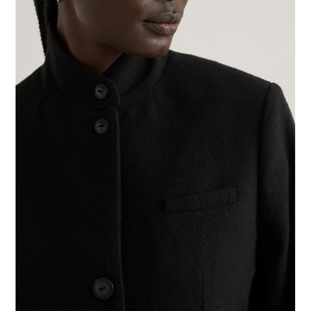 Quince Womens XS NWT Italian Wool Stand Collar Blazer Black Preppy Career Solid - Picture 10 of 15